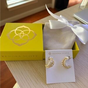 Kendra Scott Gold and White Crystal Earrings